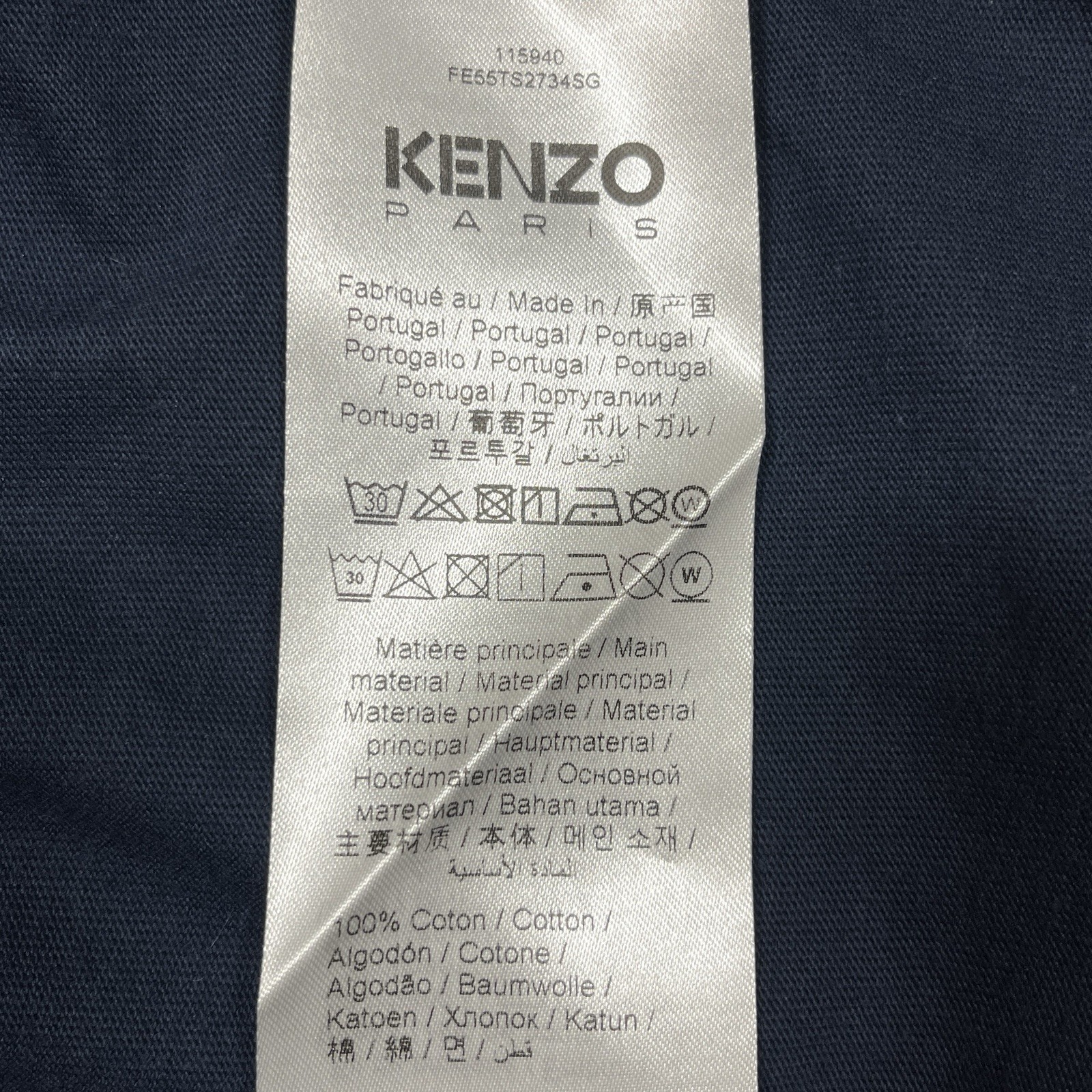 Kenzo Paris Drawn Varsity T-Shirt Mens M Midnight Blue Boke Flower Embroidery image 5