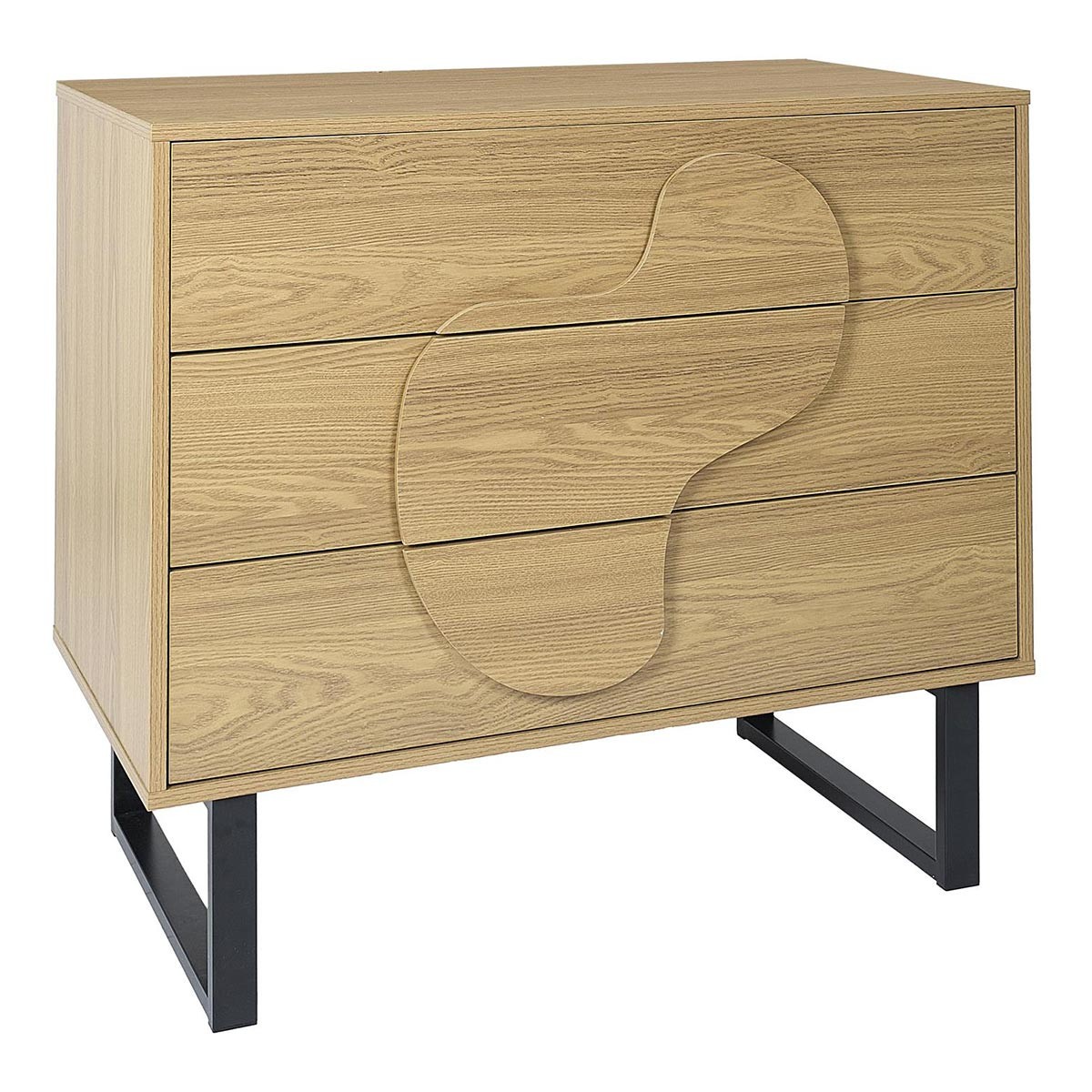Commode 3 tiroirs Calypso 90cm solution de rangement marron gain de place
