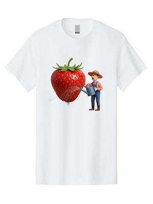 Farmer-Waters-Strawberry Mens Graphic Tee, 100% Cotton, Casual Summer Wear