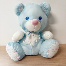 Puffalump Blue Teddy Bear Rattle Vtg Fisher-Price 1994 Hearts Lace Small 9  