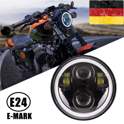 Für Harley E-Geprüft 5.75'' 5-3/4'' LED Motorrad Scheinwerfer Hi/Lo Halo DRL
