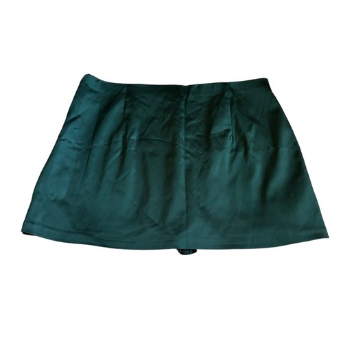 ABERCROMBIE & FITCH Green Satin Scarlett Mini Skort Women's Size XL NWT Glam - Picture 2 of 11
