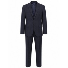 Hickey Freeman Men's Navy Pinstripe Worsted Wool Suit 46L Milburn Made in USA