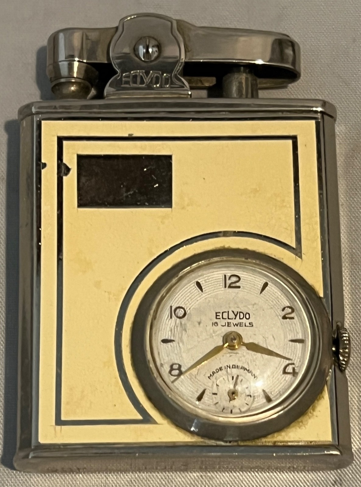 Unique Vintage 16 Jewel Eclydo Lighter/Watch Combination Produced 1940's-1950's