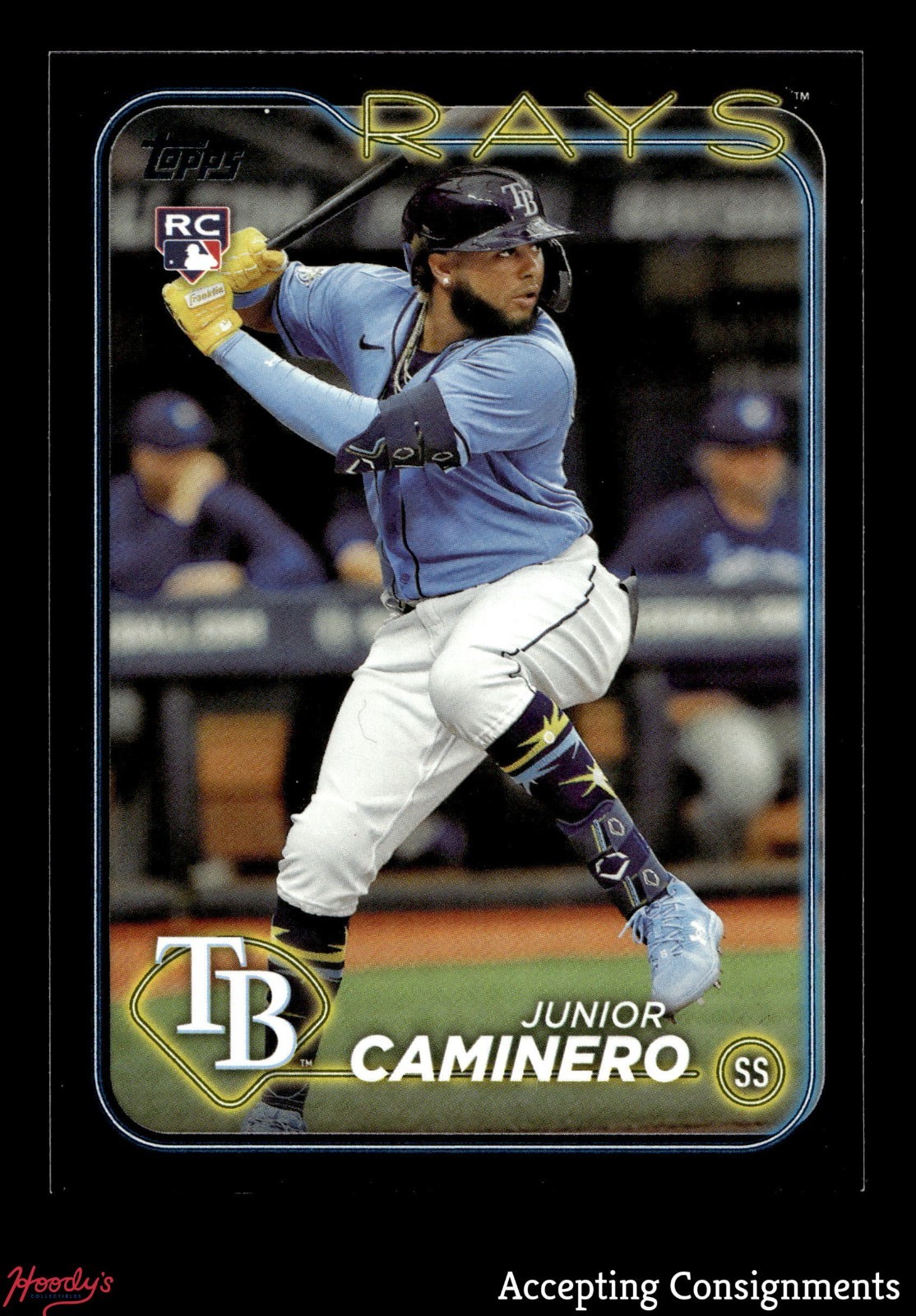 2024 Topps Black #628 Junior Caminero 5/73 ROOKIE RC RAYS