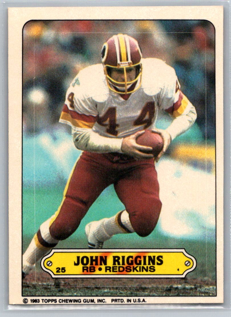 John Riggins 1983 Topps Sticker Washington Redskins #25 NFL Football Card