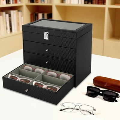 24 Slots Glasses Storage Display Case Organizer Box For Sunglasses Eyeglass Gift