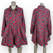 Tulip Brand Cherry Fruit Swing Mini Dress XL /Pockets Cotton Lagenlook Tunic Top