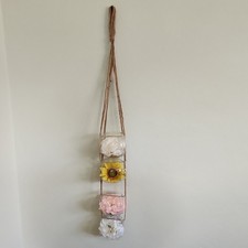 Handmade Hanging Wall Decor with Glass Flower Holders and Artificial Flowers