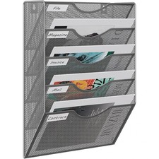 UK 5 Tier Wall Mounted File Organizer A4 Mesh In Hanging Wall File Pocket Holder