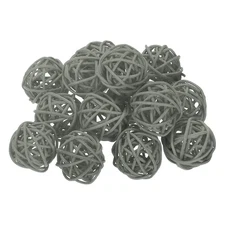 14Pcs Wicker Rattan Balls, 1.2 in Dia Rattan Decorative Balls, Gray