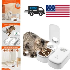 Automatic Wet Food Cat Feeder with Smart Timer and LED Display for Two Cats