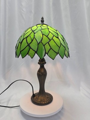 Tiffany Tischlampe grün Glyzinien Stil Buntglas Schreibtisch Nachttisch Leselampe