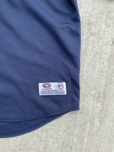 NY Yankees MLB Jersey Men's XL Blue True Fan Stars Stripes Logo Button Up - Picture 4 of 7