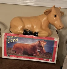 Vtg General Foam 22" Nativity Cow Lighted Blow Mold Christmas Decor w/Box