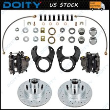 Disc Brake Kit 5 On 4-12 Metric Caliper Drilled Rotor For Ford 1937-48 Spindle Disc Brake Kit 5 On 4-12 Metric Caliper Drilled Rotor For Ford 1937-48 Spindle