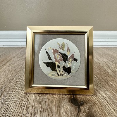 Vintage Himark Designed Giftware Japan Calla Lily & Butterfly Gold Framed Decor