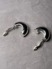 St John Vintage Clip On Earrings Heavy Estate Costume Jewelry Silver Tone