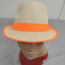 Straw Fedora  With Orange Hat Band