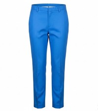 Ann Taylor Womens Blue Linen-Blend Slim Fit Dress Pants Size 10