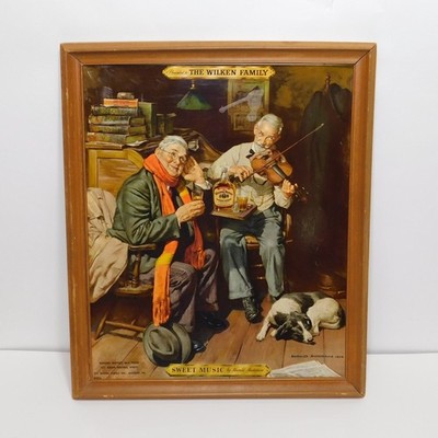 Vintage 1938 Sweet Music Wilken Family Whiskey Hy-Glo Plaque Bar Tavern Sign