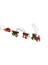 Vintage Wooden Train Set Ornaments 3/4 to 1/2" Tall