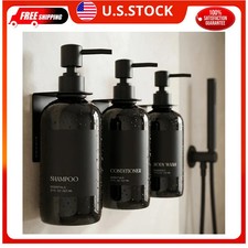 Stylish Shampoo Conditioner Dispenser Set of 3 - Wall Mount, Drill Free