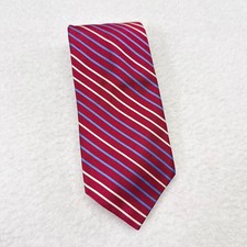 Brooks Brothers Tie Necktie Red Blue Striped 100% Silk Menswear Made in USA