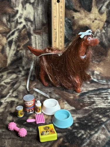 LOOK!! Barbie Glam N Groom Ruby Irish Setter Dog Mattel Vintage 1999