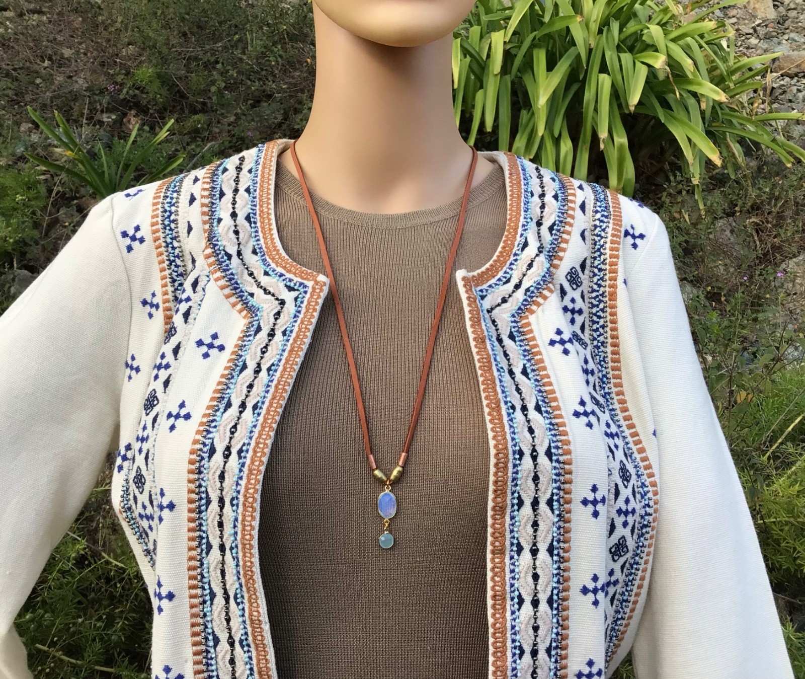 $299 Sundance Charm Necklace leather suede cord handmade artisan jewelry