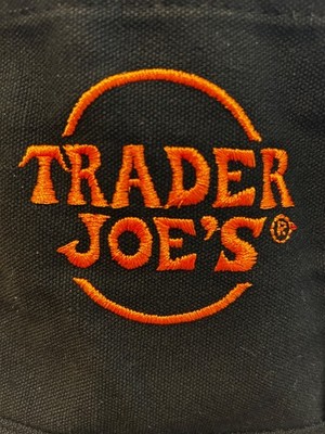 Trader Joes Mini Canvas Black Orange Tote Bag Embroidered Logo LIMITED-EDITION