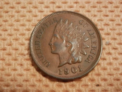 1901 Indian Head Penny in Extra Fine to Almost Uncirculated
