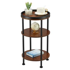 Side Table, Small Round Side Table for Small Spaces, 3-Tier Round Accent Tabl...