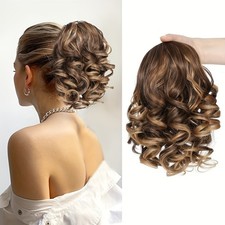 Luxurious Curly Wave Clip-In Ponytail Hair Extensions Short Claw Clip Wavy