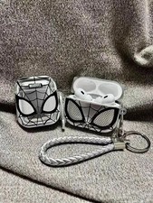 Silver Spiderman TPU Case for AirPods Pro/1/2/3/4 Shockproof Cover w/ Lanyar