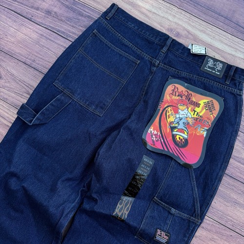 Vintage Y2K Baggy Jeans Wide Leg Carpenter Loop Skate Jeans RB Streetwear 40x34 - Picture 2 of 8