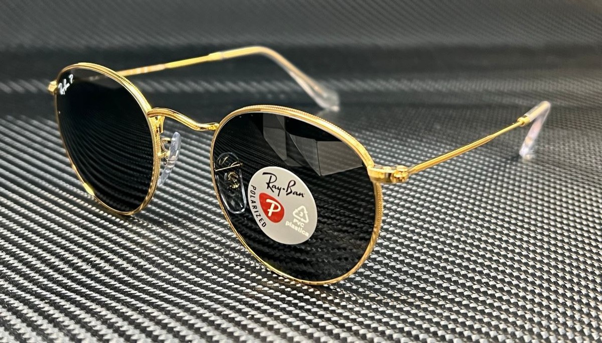 RAYBAN RB3447 9196/BL 47 ROUNDL 美品 ROUND METAL LEGEND GOLD Sunglasses in Silver and Dark Grey