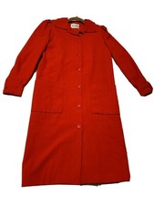 Vintage Bill Blass Women’s Red Long Coat Wool Blend Size 4 Made in USA