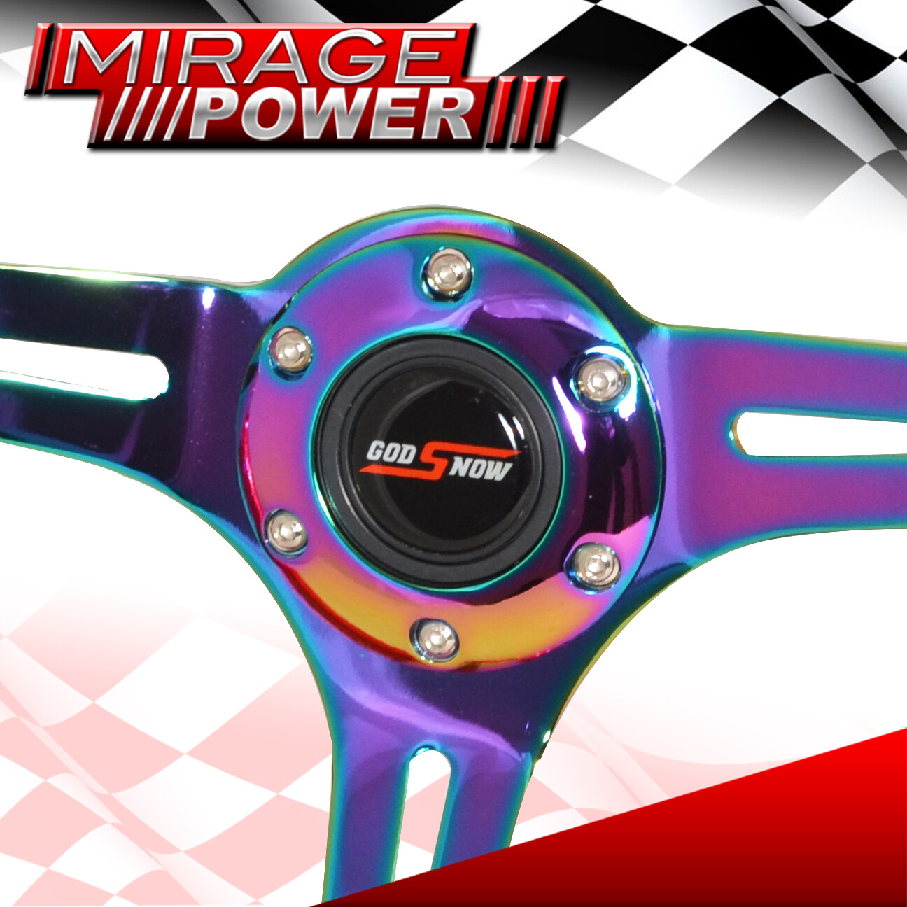 For Audi Vw Lotus 350mm Metal Red Neo Chrome Steering Wheel Godsnow Horn