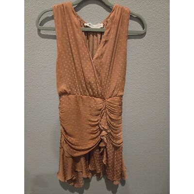 Impeccable Pig Women's Polka Dot Mini Dress Ruched Rose Gold Coquette Size  S | eBay