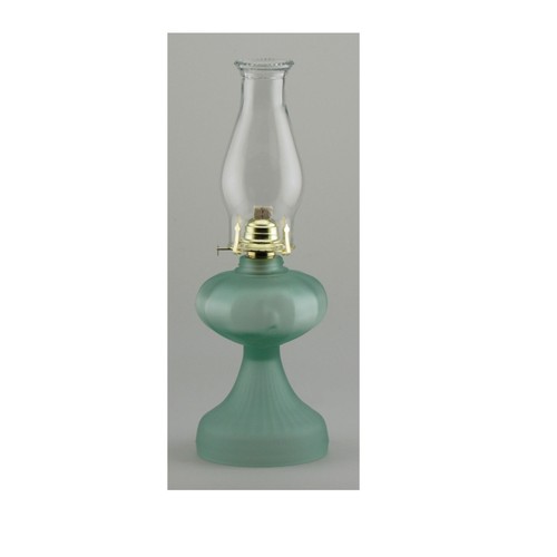Frosted Green Oil Lamp with Beaded Chimney eBay