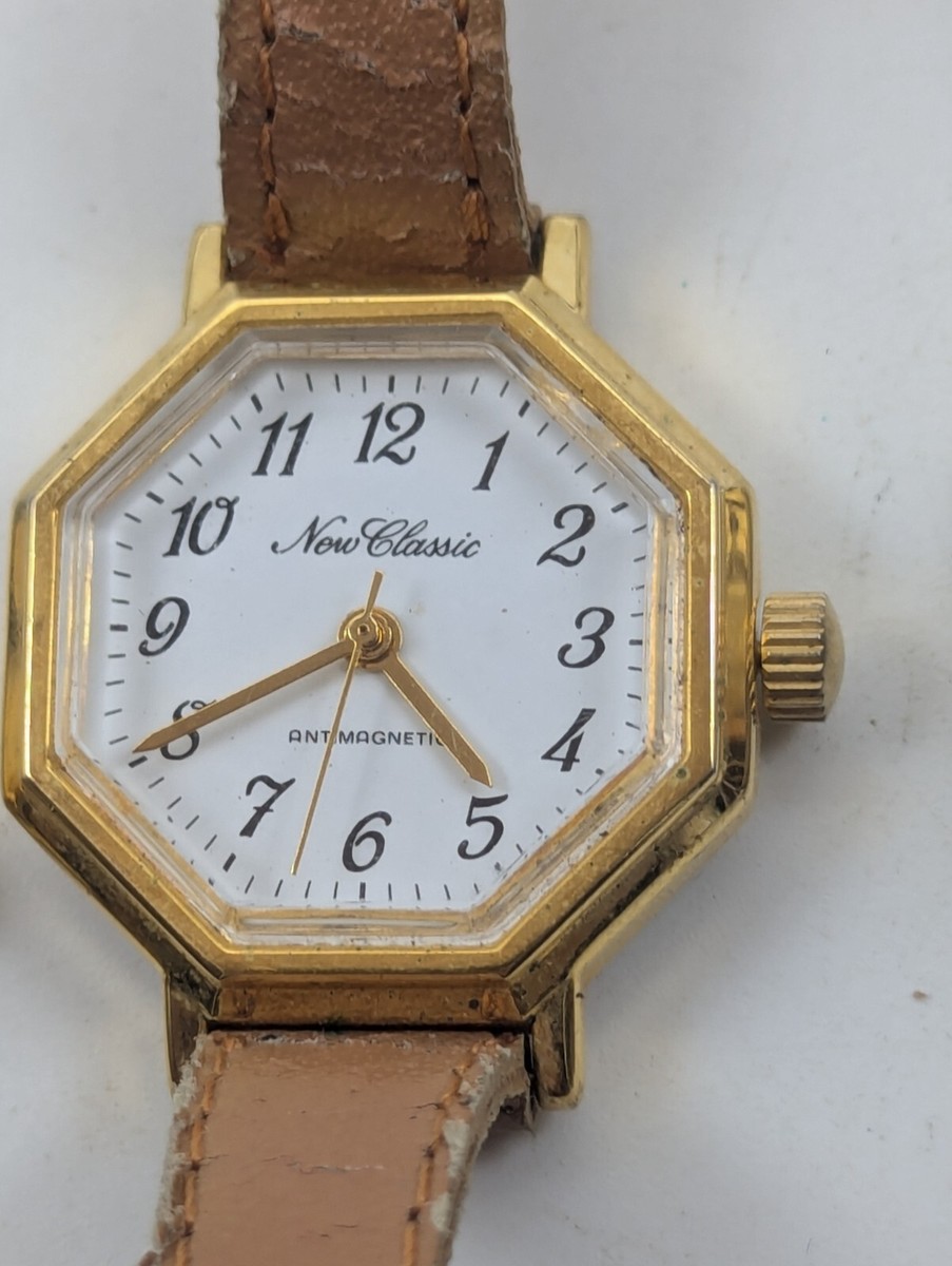 Montre Bracelet Vintage Pierre Ricci - Mécanique Manuelle - Boîtier Pierre, Cadran Doré