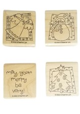 Stampin Up Very Merry Christmas Rubber Stamp Set Holidays Angel Snowman Tree