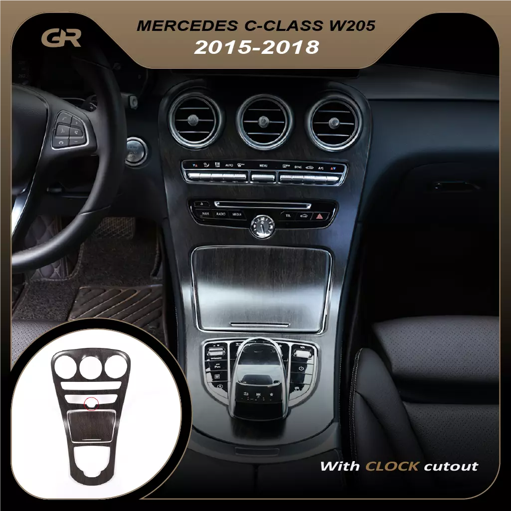 For C W205 C200 GLC X253 15 18 Center Console Cover Trim Oak Wood