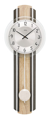 AMS 7474 Wanduhr mit Pendel Pendeluhr Quarz Holzgehäuse Anthrazit/Sonoma Chrom