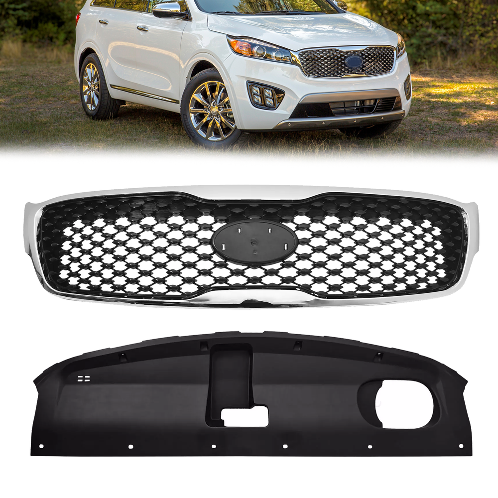 Front Upper Bumper Grille Radiator Sight Shield Cover for 2016-2018 Kia Sorento