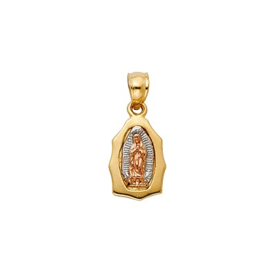 14k Real Tri Color Gold Religious Our Lady of Guadalupe Charm Pendant ...