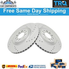 Trq Front Brake Rotor Drilled Slotted G-coated Pair For 2000-2006 Audi Vw Golf