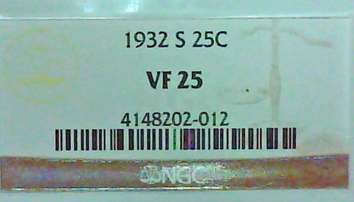 1932S WASHINGTON QUARTER NGC VF25 NO PROBLEM KEY DATE - Picture 3 of 3