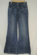 PILCRO AND THE LETTERPRESS FLARE Jeans 26 ANTHRO Front Seam Light Mid Rise Woman